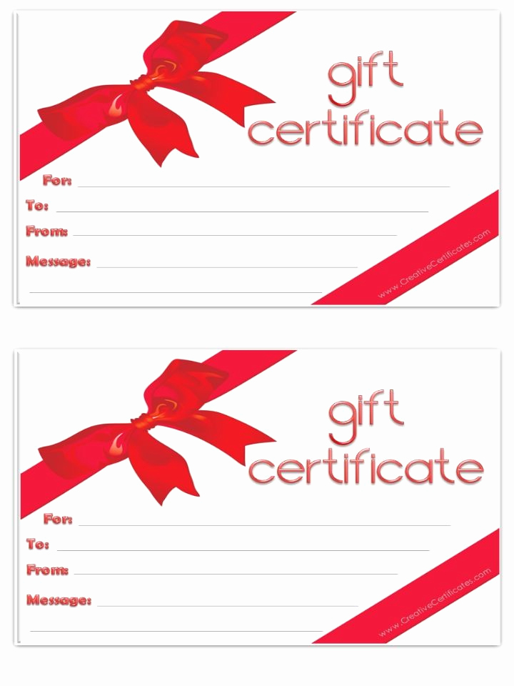 Gift Certificate Template Printable Inspirational Free Gift Certificate Template