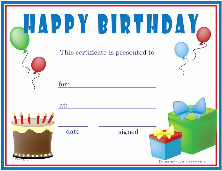 Gift Certificate Template Printable Luxury Free Birthday Boy Certificates Certificate Free