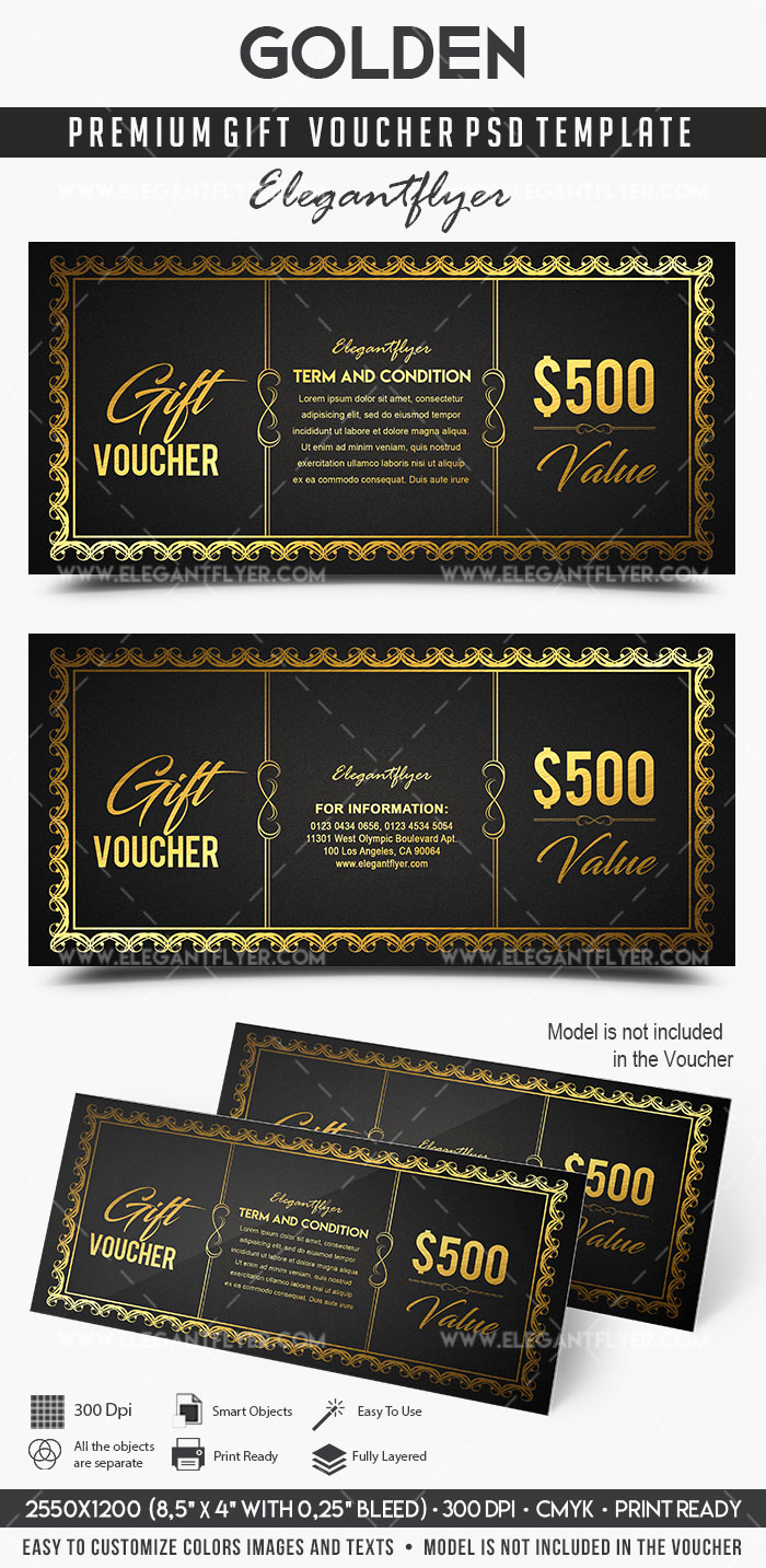 Gift Certificate Template Psd Awesome Golden – Premium Gift Certificate Psd Template – by