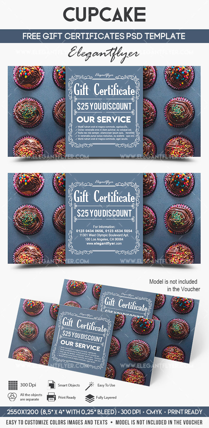 Gift Certificate Template Psd Beautiful Cupcake – Free Gift Certificate Psd Template – by Elegantflyer