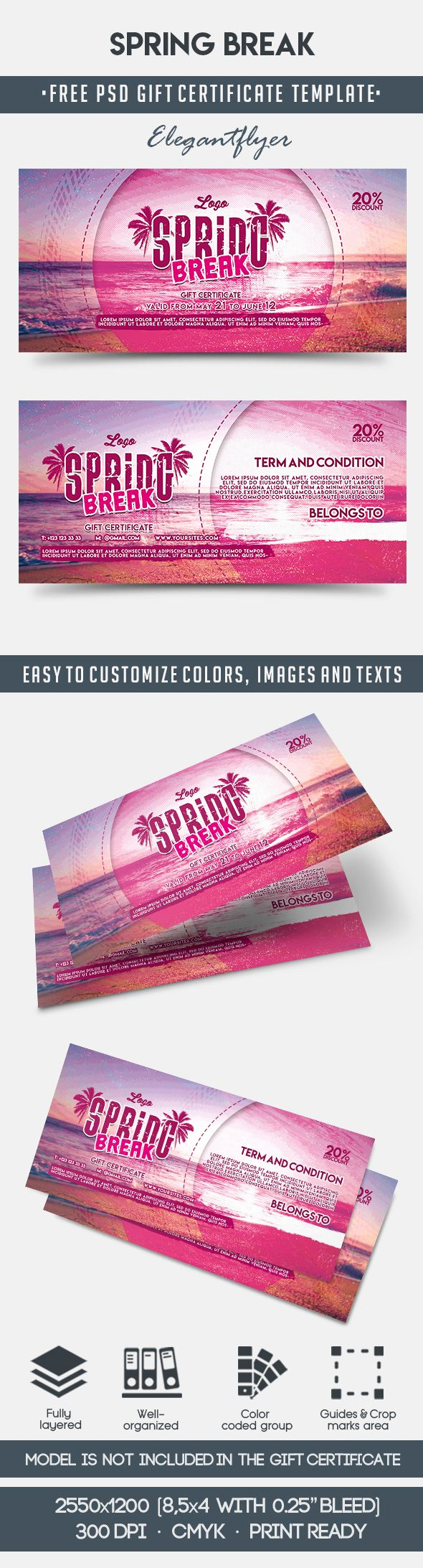 Gift Certificate Template Psd Lovely Spring Break – Free Gift Certificate Psd Template – by