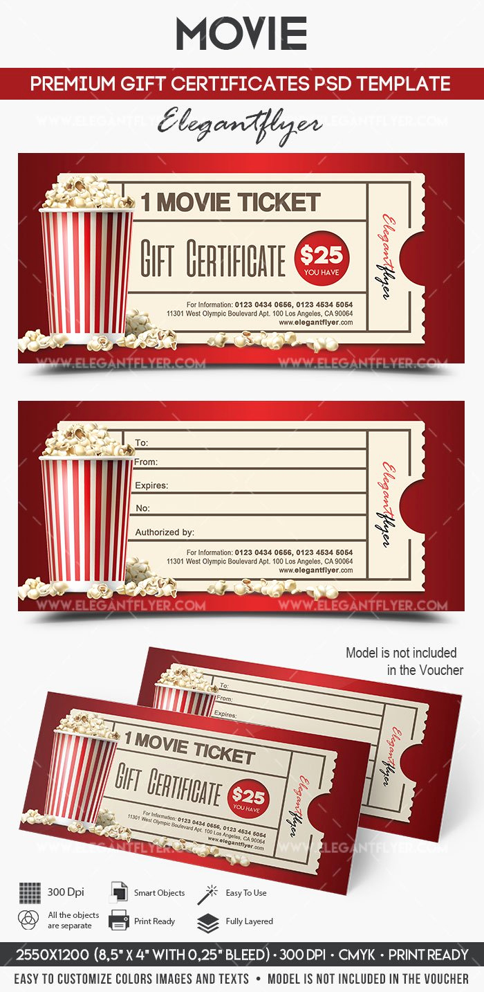 Gift Certificate Template Psd Unique Movie Gift Certificate Psd Printable – by Elegantflyer