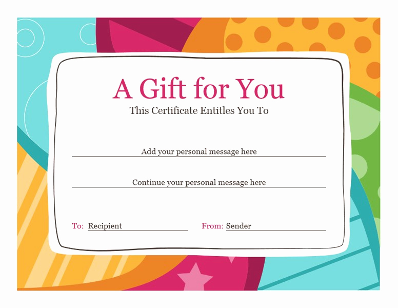 Gift Certificate Template Word Free New Birthday T Certificate Bright Design