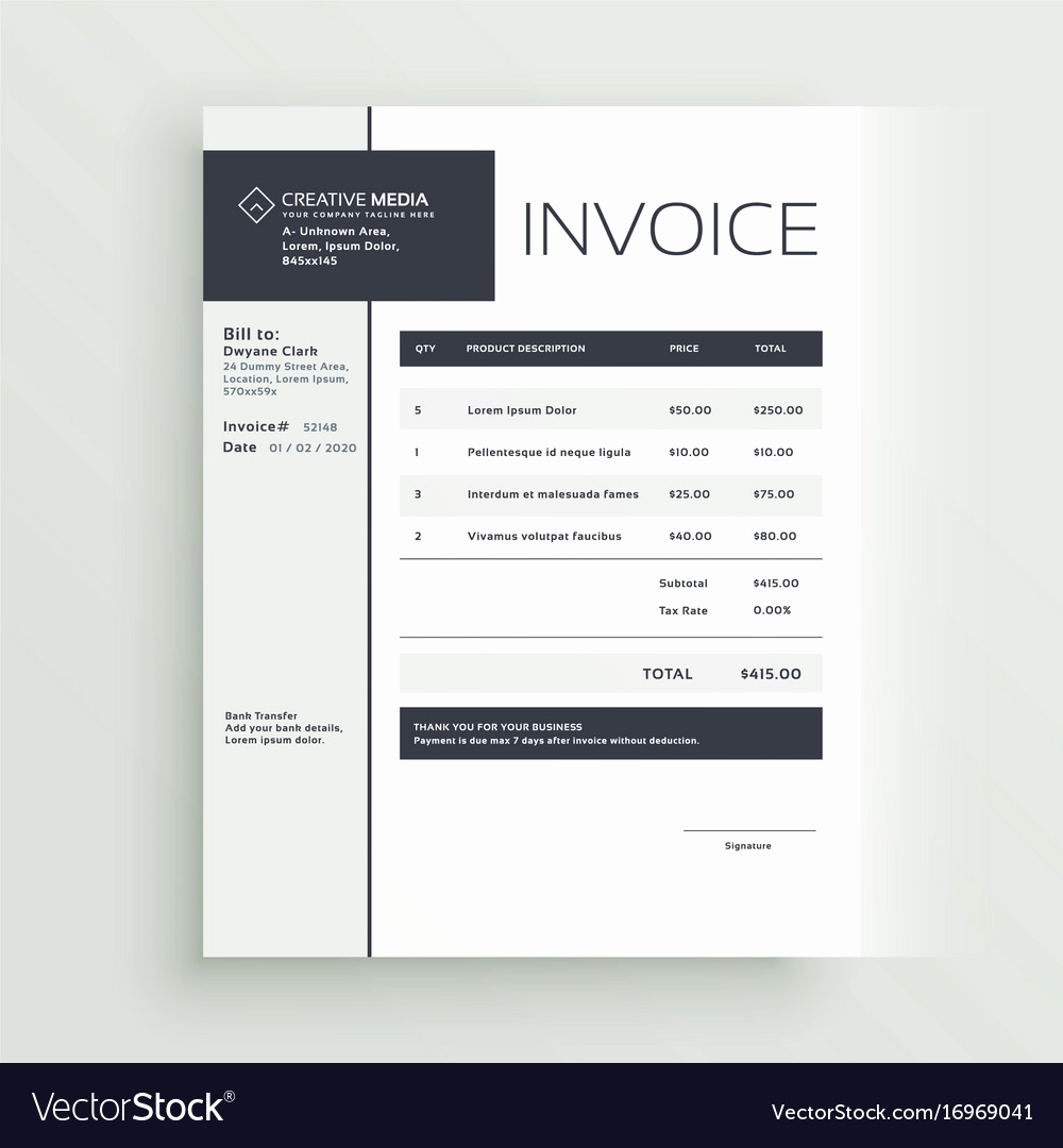 Graphic Design Invoice Template Free Best Of Creative Invoice Template Design Royalty Free Vector Image