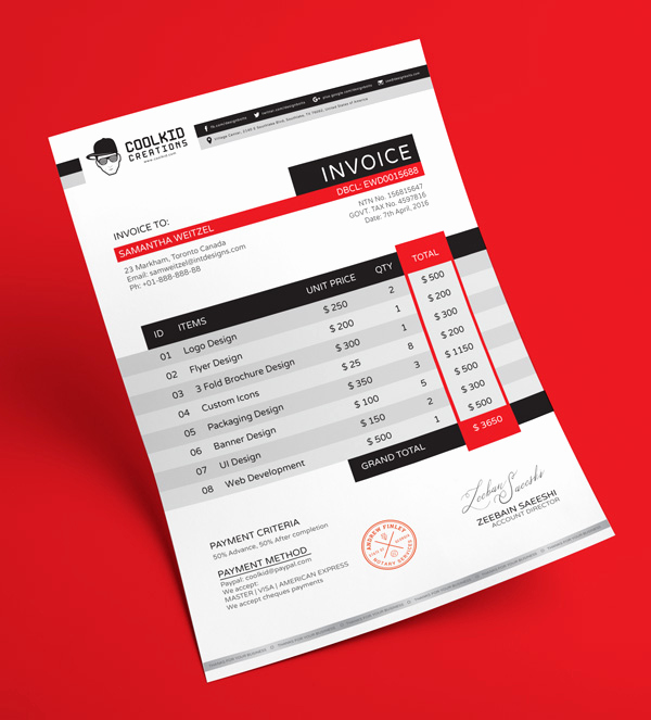 Graphic Design Invoice Template Free Inspirational Free Professional Business Invoice Design Template In Ai