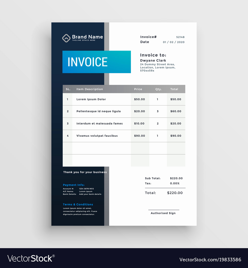 Graphic Design Invoice Template Free Inspirational Modern Invoice Template Design Royalty Free Vector Image