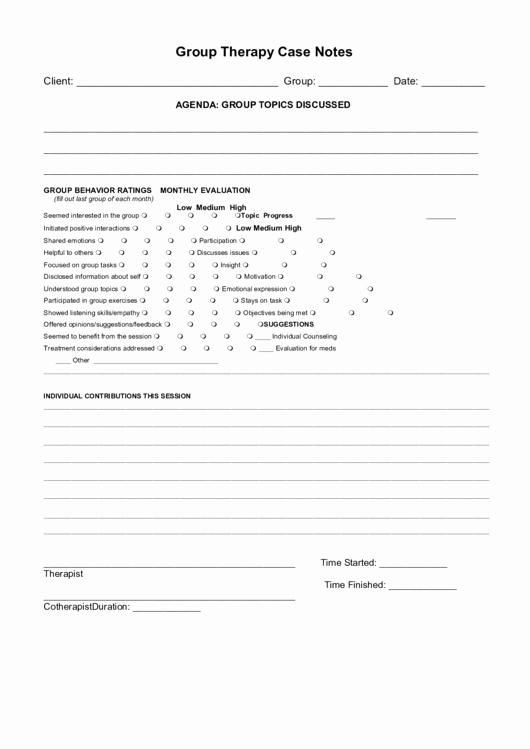 Group therapy Notes Template Best Of Group therapy Case Notes Printable Pdf