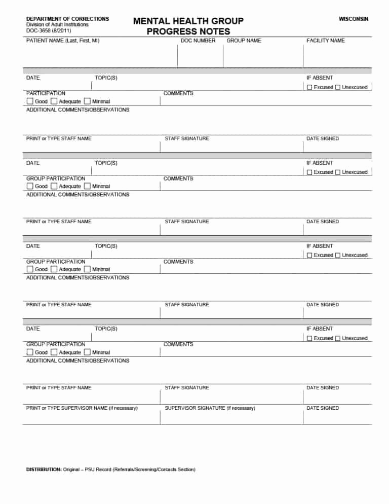 Group therapy Notes Template Luxury 43 Progress Notes Templates [mental Health Psychotherapy