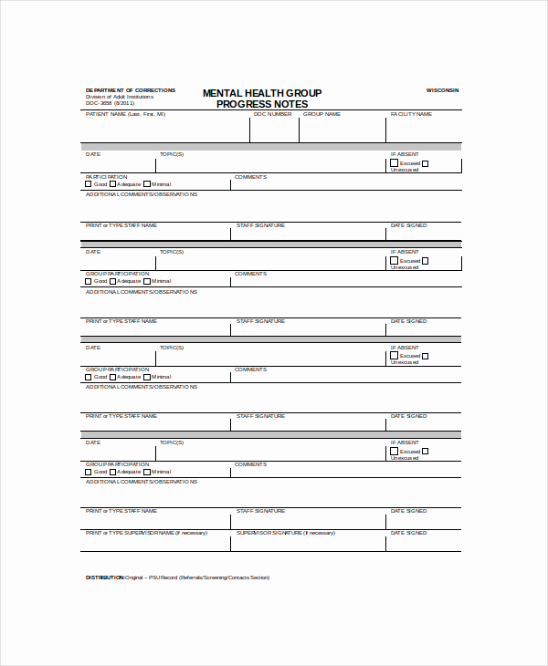 Group therapy Notes Template Luxury Progress Note Template for Mental Health Counselors