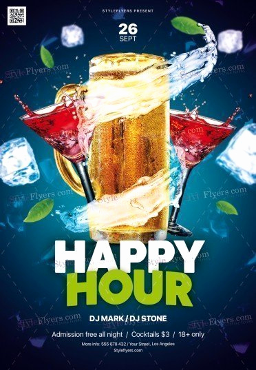 Happy Hour Menu Template Awesome Happy Hour Psd Flyer Template Styleflyers