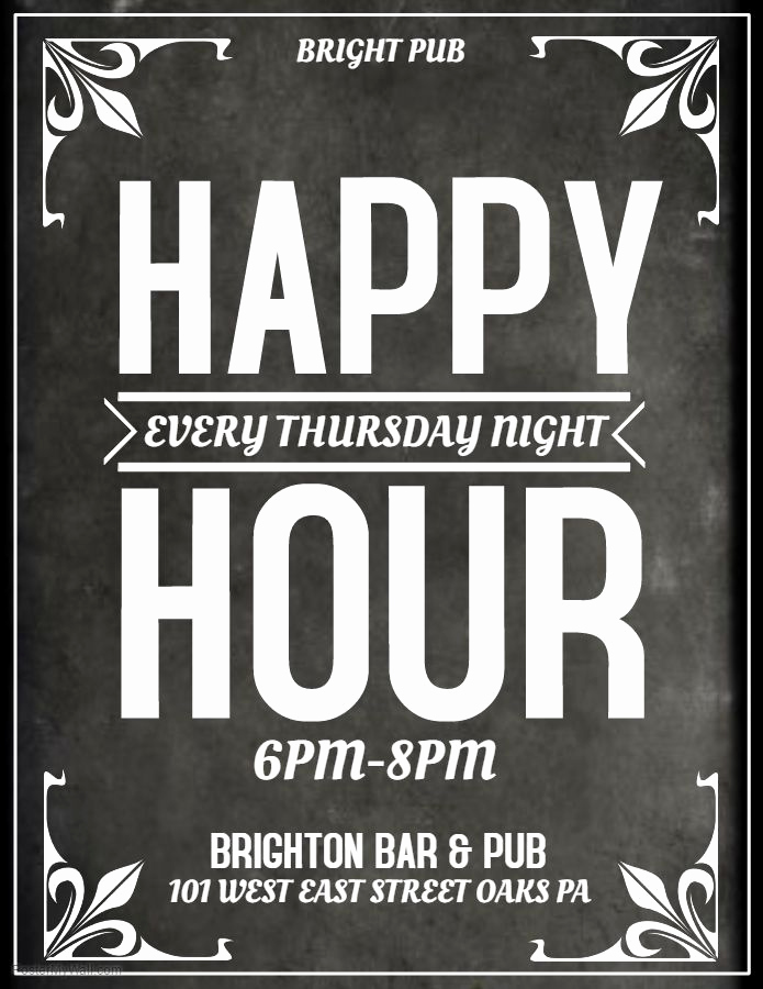 Happy Hour Menu Template Beautiful Grey Bar Flyer Template Happy Hour Thursday