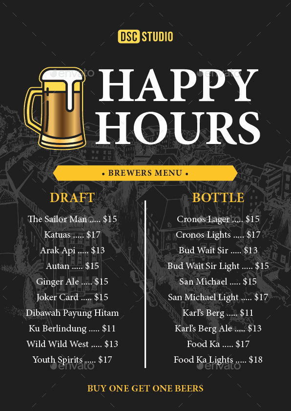 Happy Hour Menu Template Elegant Happy Hours Flyer by Dsc Studio