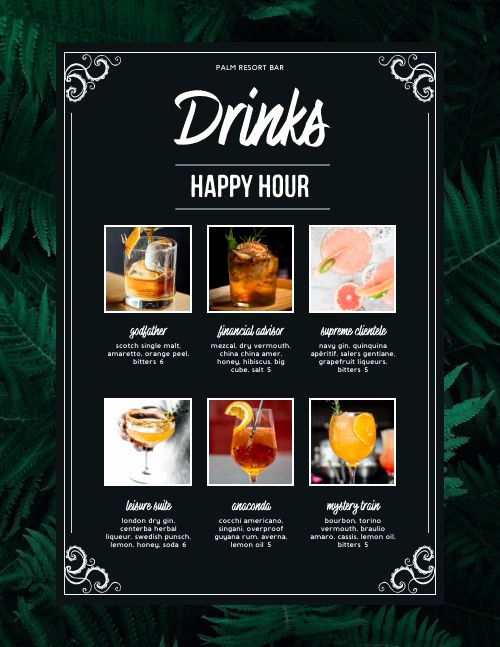 Happy Hour Menu Template New Happy Hour Drinks Menu