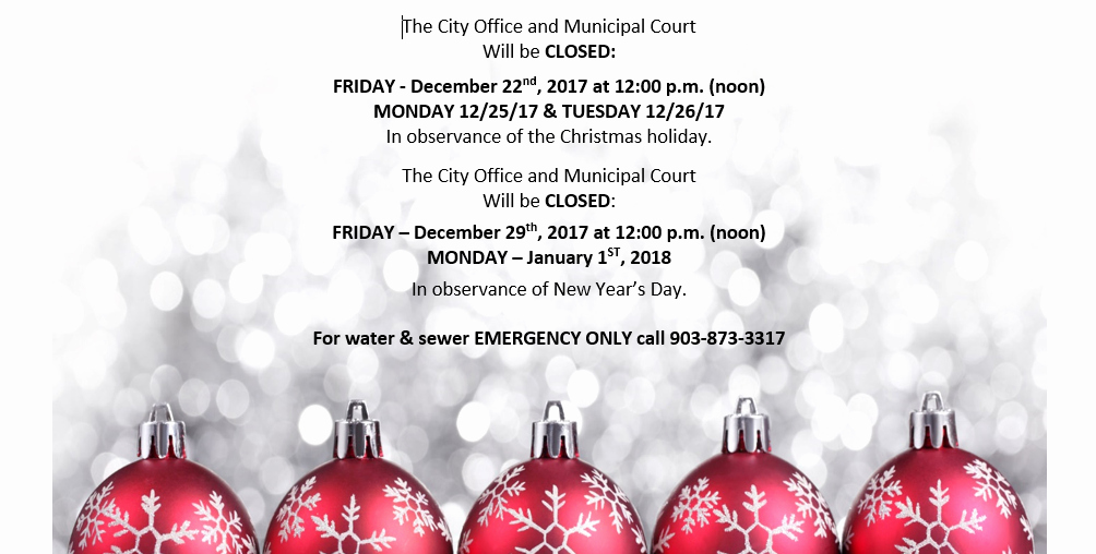 christmas holiday closure notice