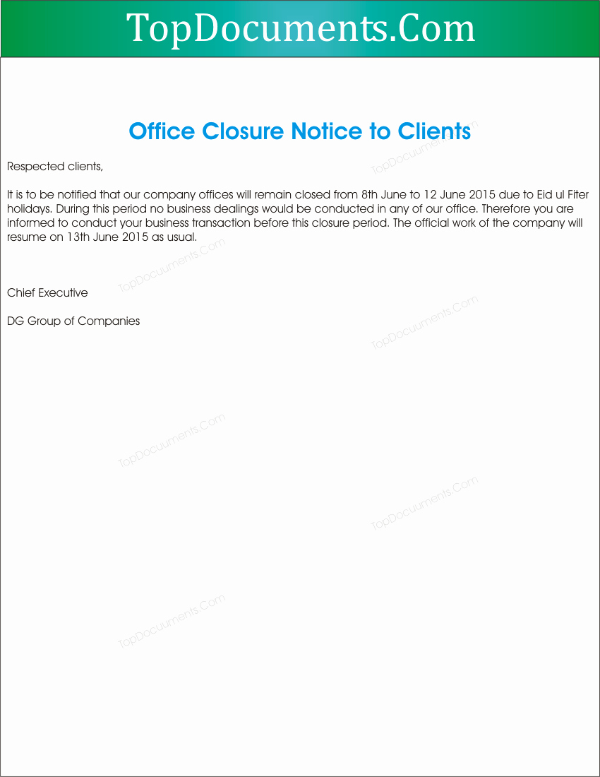 Holiday Closing Notice Template Inspirational Fice Closed Notifications to Clients