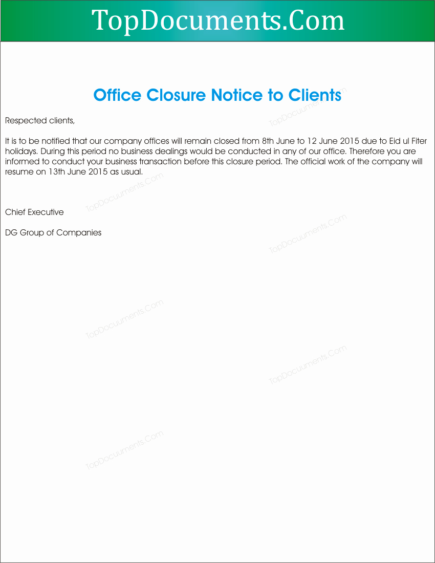 Holiday Closing Notice Template Lovely Fice Closed Notifications to Clients