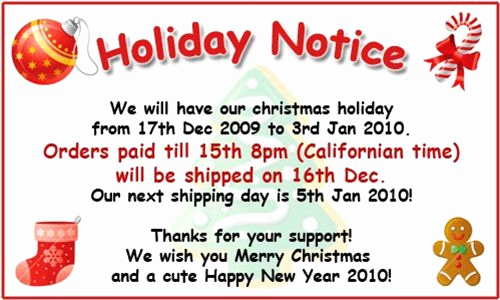 Holiday Closing Notice Template Luxury Holiday Notice