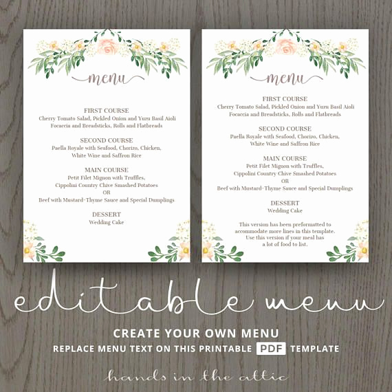 Home Dinner Menu Template Unique Rustic Wedding Menu Rehearsal Dinner Menu Template Sit