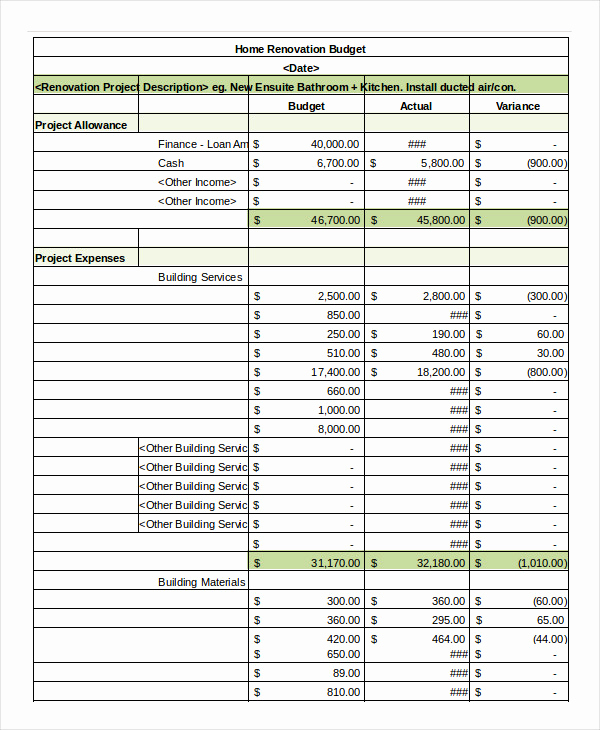 Home Remodel Budget Template Beautiful Simple Bud Spreadsheet Template 13 Freeword Excel