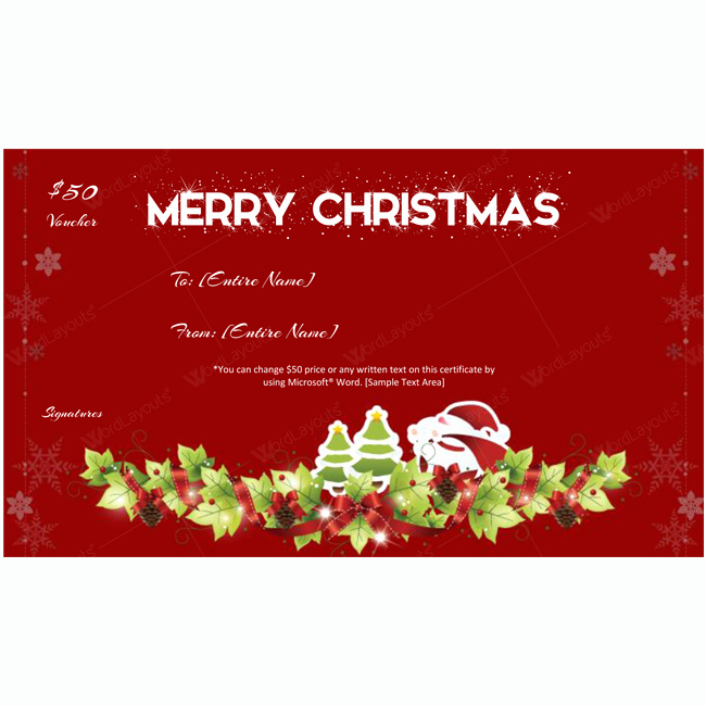 Homemade Gift Certificate Template Lovely Christmas Gift Certificate Template 08