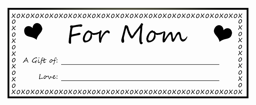 Homemade Gift Certificate Template Lovely Printable Gift Certificates for Mom