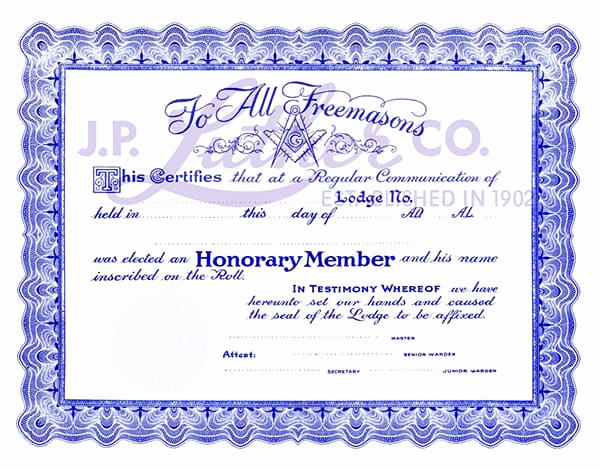 Honorary Member Certificate Template Lovely Free Honorary Masonic Membership Certificate Fossil Bluff