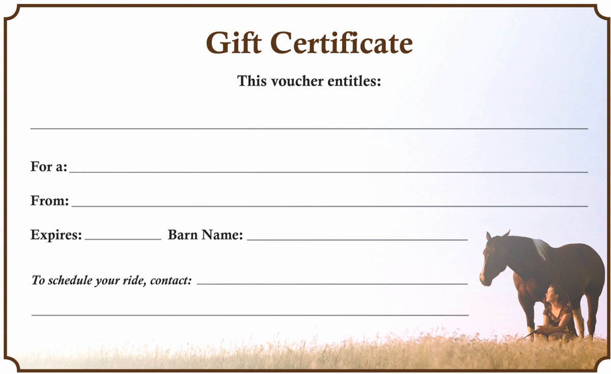 Horseback Riding Gift Certificate Template Awesome Downloadable Gift Certificate the 1 Resource for Horse
