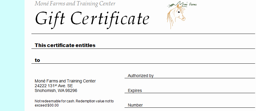 Horseback Riding Gift Certificate Template Luxury Mone Farms and Training Center Riding Lessons