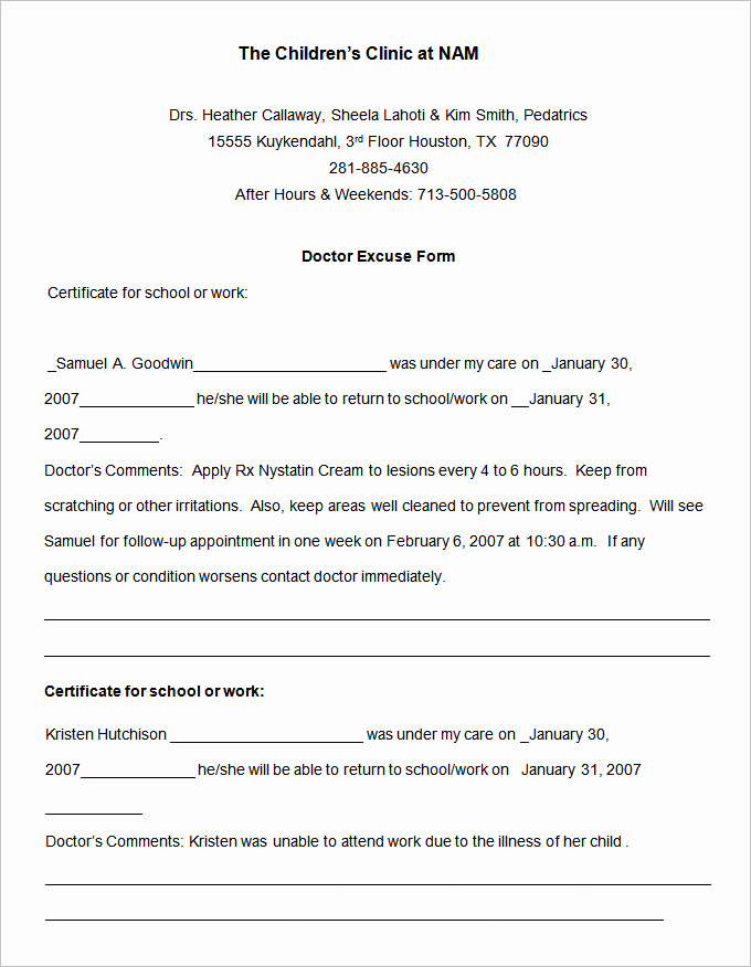 Hospital Note for Work Template Elegant 29 Of Doctors Excuse Template for Marshall Missouri