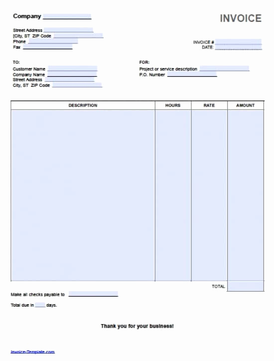 Hourly Invoice Template Excel Elegant Free Hourly Invoice Template Excel Pdf