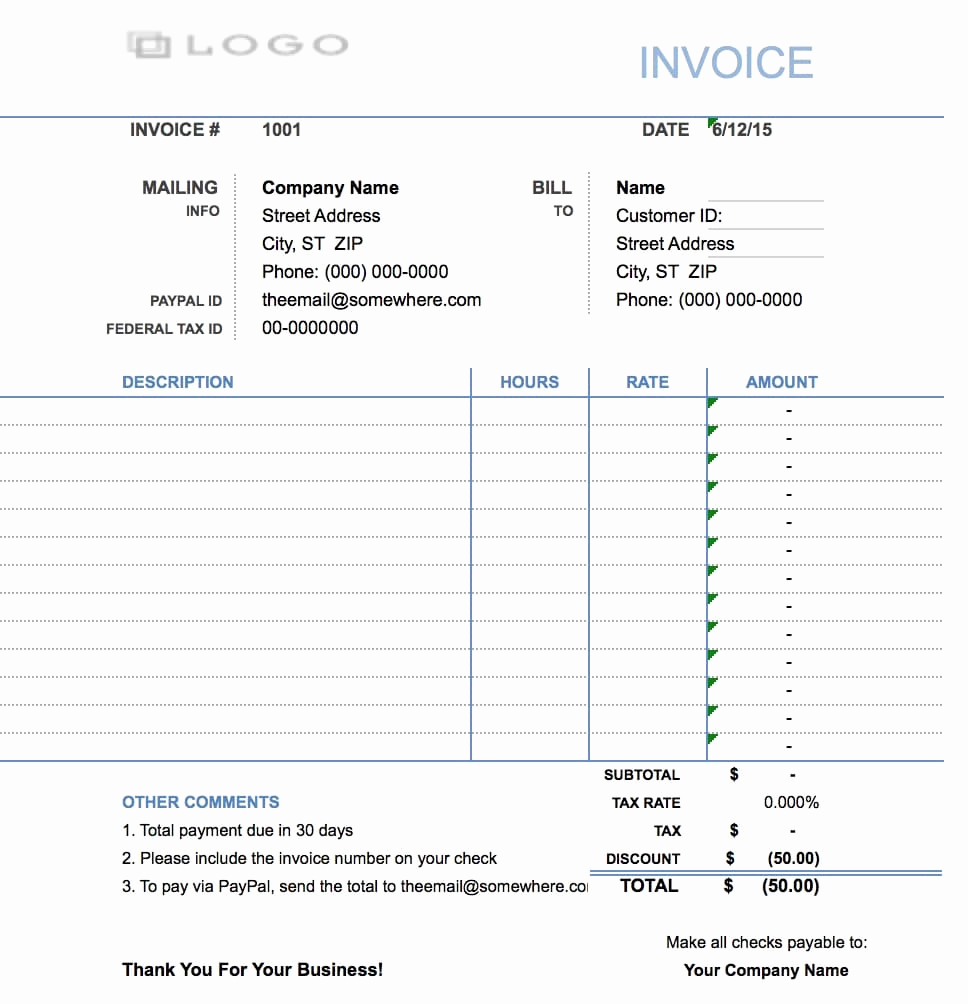Hourly Invoice Template Excel Elegant Free Hourly Invoice Template Excel Pdf