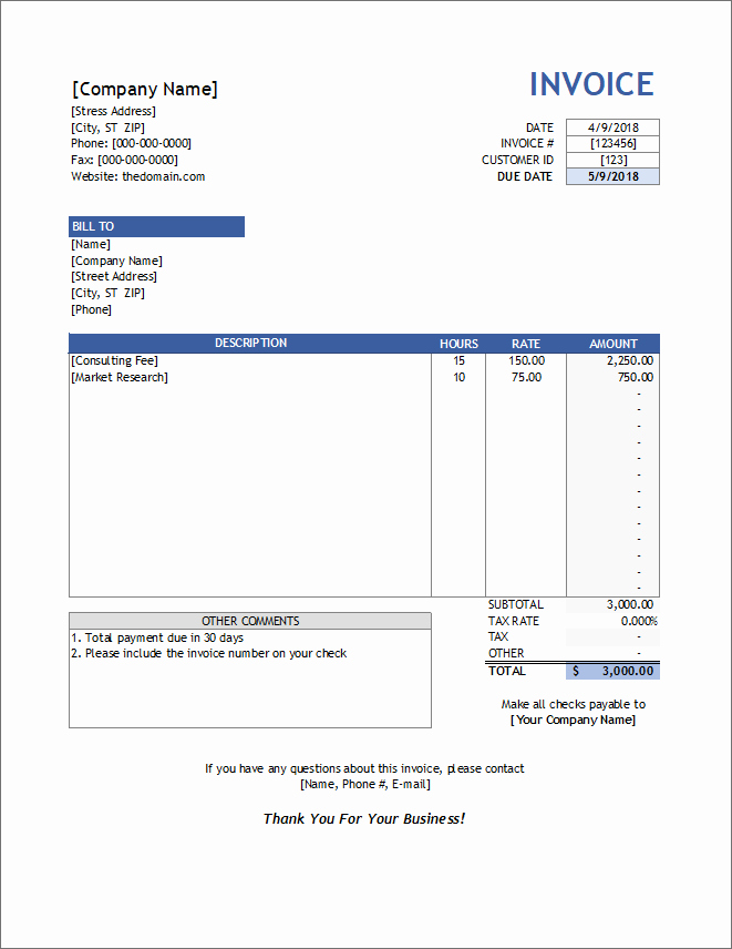 Hourly Invoice Template Excel Fresh Service Invoice Template for Consultants and Service Providers