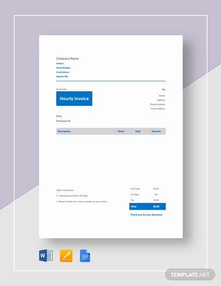 Hourly Invoice Template Excel Lovely Hourly Invoice Template 8 Free Word Excel Pdf format