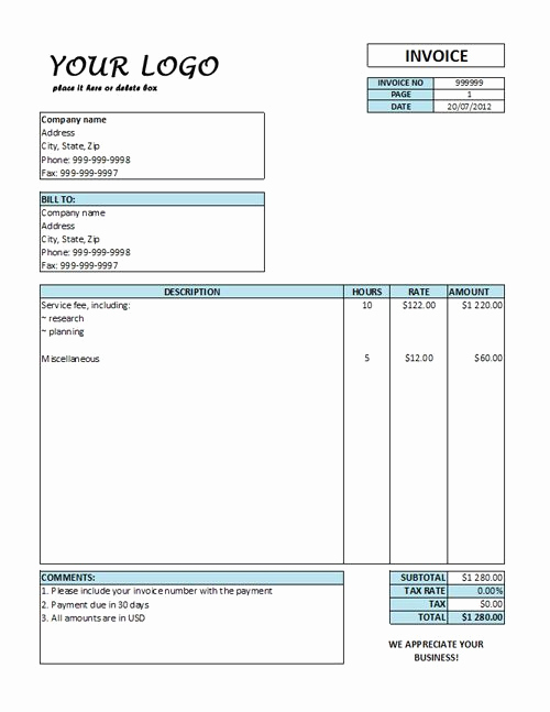 Hourly Invoice Template Excel Luxury Hourly Invoice Template Hourly Rate Invoice Templates Free