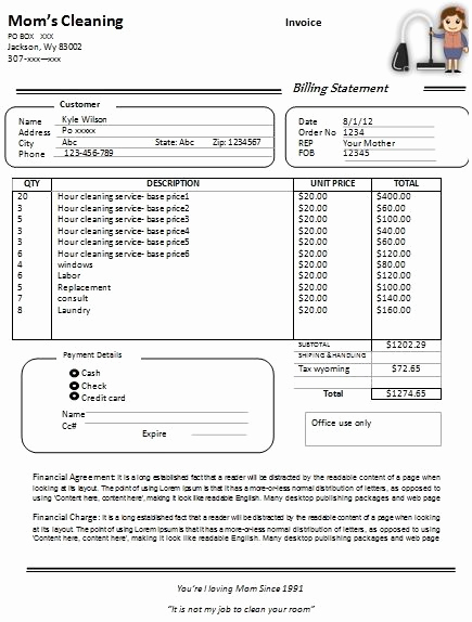 House Cleaning Invoice Template Fresh Cleaning Invoice Templates Printable Free