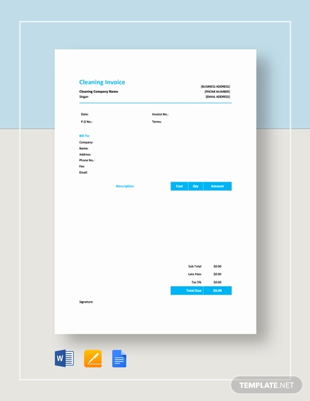 House Cleaning Invoice Template Unique Cleaning Invoice Template 9 Free Word Pdf Documents