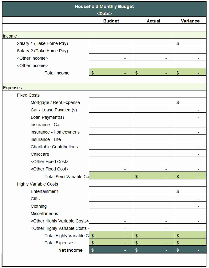 Household Monthly Budget Template Lovely Monthly Household Bud Template 5 House Bud