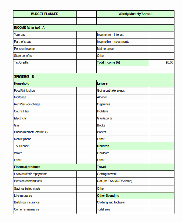 Household Monthly Budget Template Luxury Household Bud Template 12 Free Sample Example