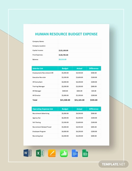 Human Resource Budget Template New 12 Human Resource Bud Examples &amp; Samples