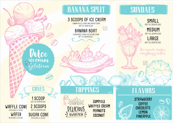 ice cream menu template