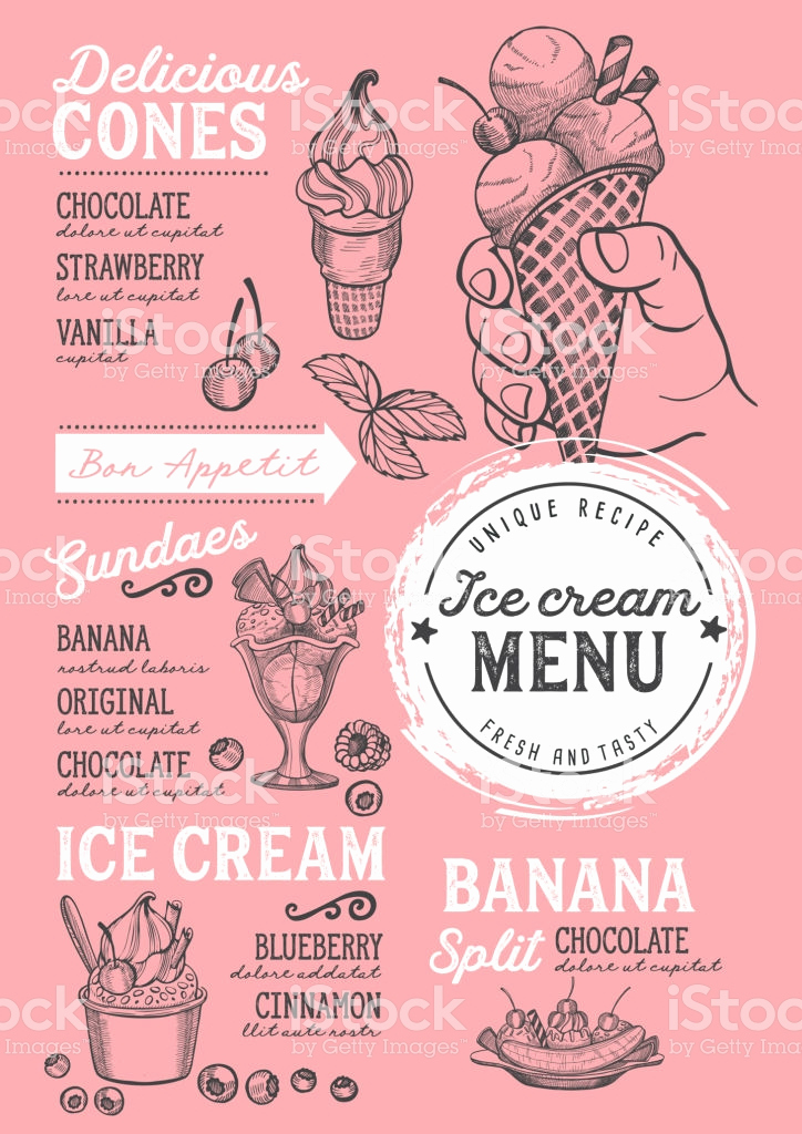 Ice Cream Menu Template Best Of Ice Cream Menu Restaurant Dessert Food Template Stock