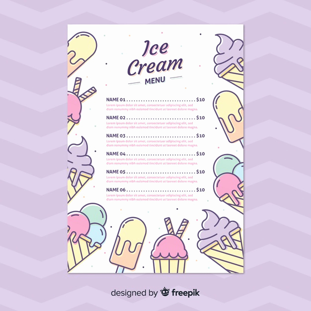 Ice Cream Menu Template Lovely Ice Cream Restaurant Menu Template Vector