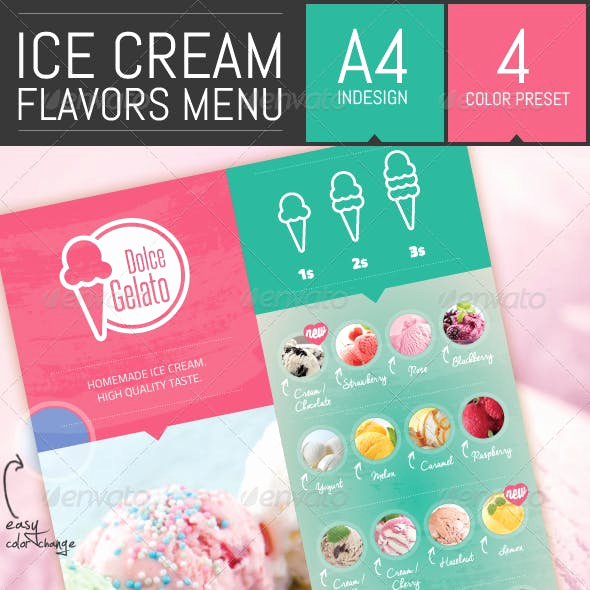 Ice Cream Menu Template New Ice Cream Menu Graphics Designs &amp; Templates From Graphicriver