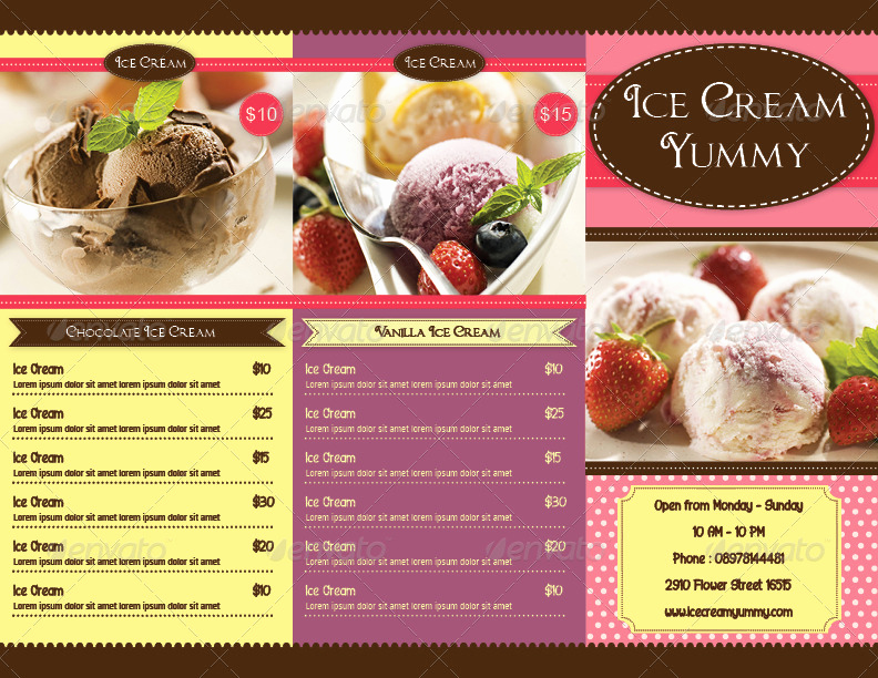 Ice Cream Menu Template New Trifold Ice Cream Menu Template by Avindaputri