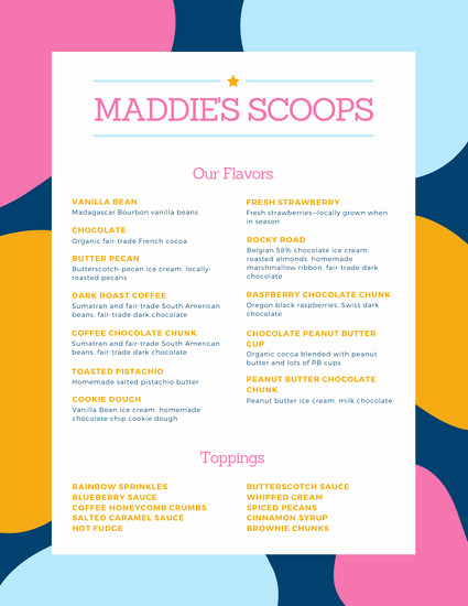 Ice Cream Menu Template Unique Customize 206 Ice Cream Menu Templates Online Canva