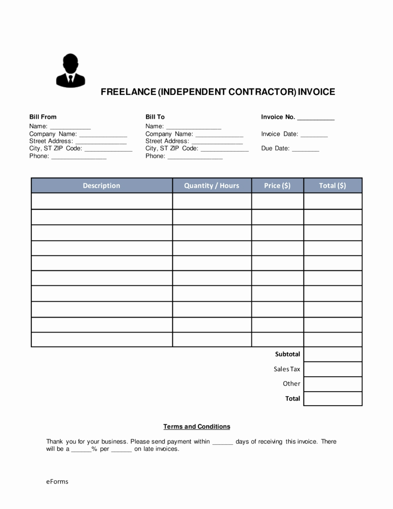 Independent Contractor Invoice Template Excel Inspirational Free Freelance Independent Contractor Invoice Template