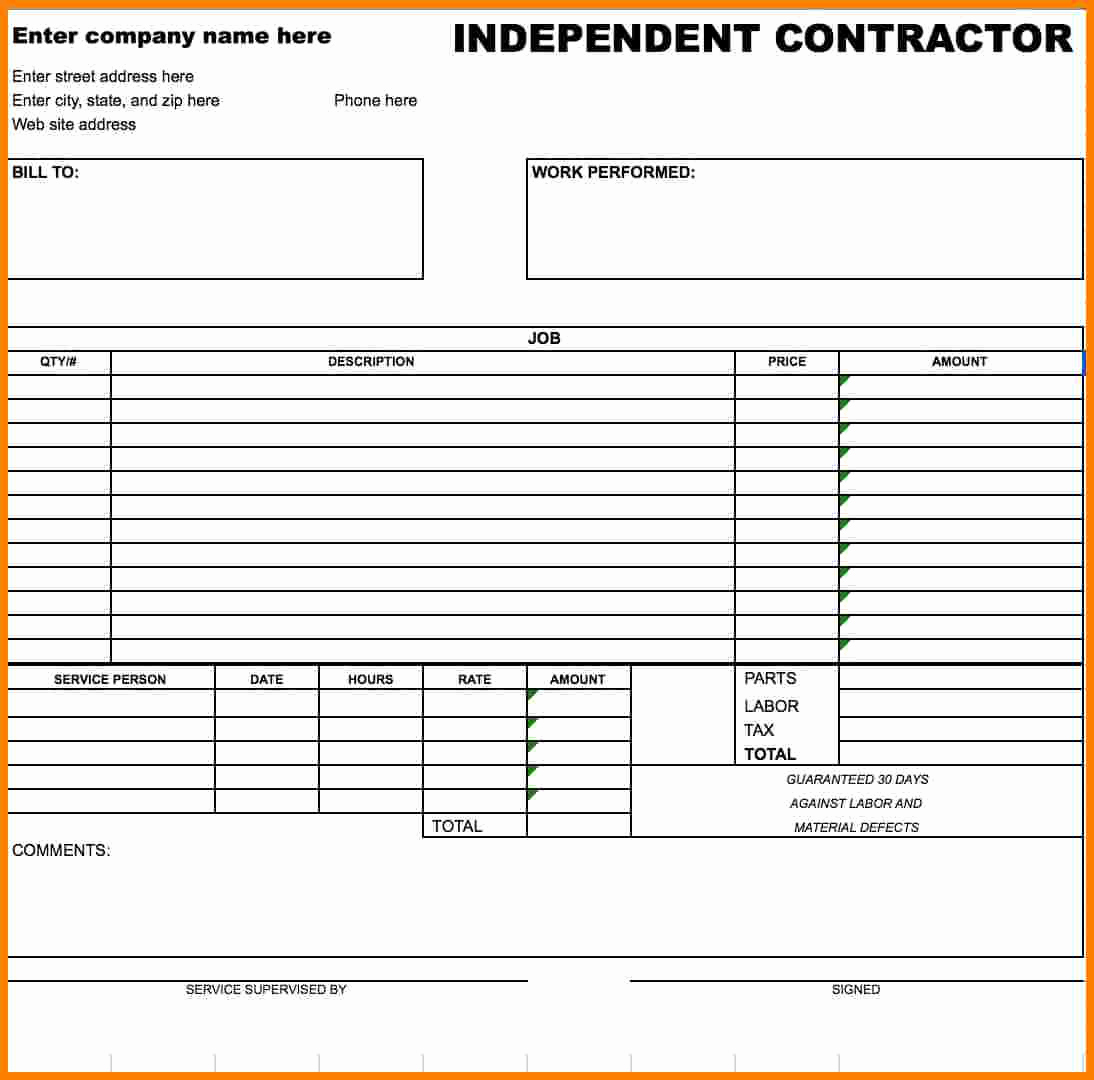 Independent Contractor Invoice Template Excel Luxury 11 Contractor Bill format In Excel
