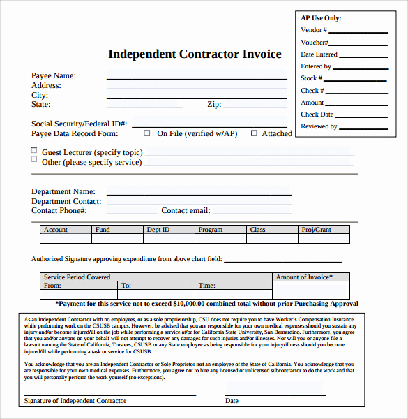 Independent Contractor Invoice Template Excel New Sample Contractor Invoice Templates 14 Free Documents
