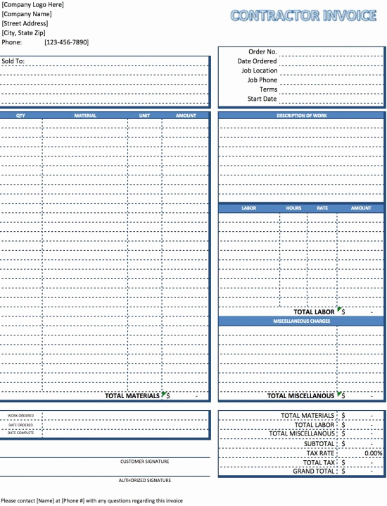 Independent Contractor Invoice Template Excel Unique Contractor Invoice Template Excel