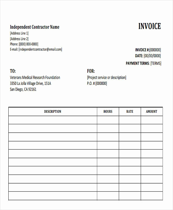 Independent Contractor Invoice Template Free Best Of 23 Sample Contractor Invoices Word Pdf Excel
